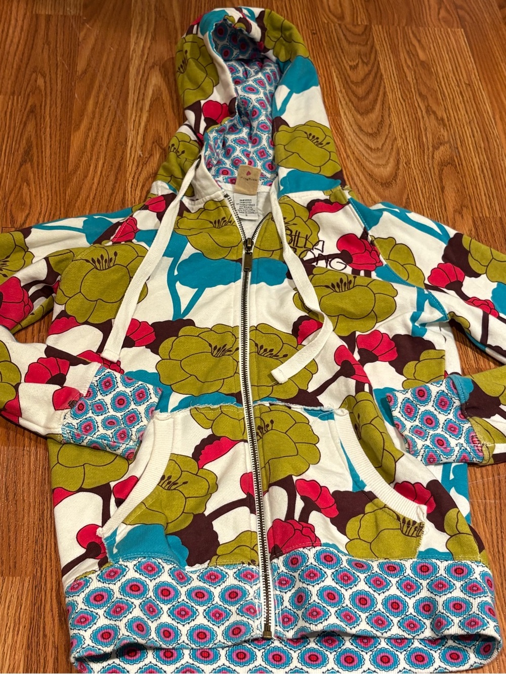 Y2K BillaBong Floral Zip-Up Hoodie - Multicolor